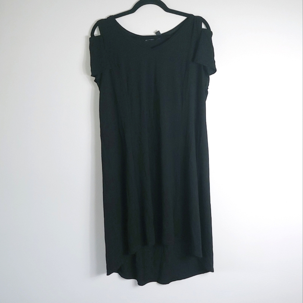 LP H by Halston Black Cold Shoulder Shift Dress
